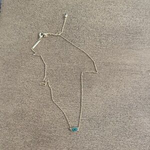 Kendra Scott adjustable Gold Necklace with green mini Pendant